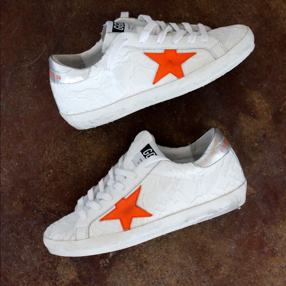 Worn once Golden Goose Superstars Orange Star 37
